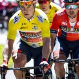 Le Slovène Jan Tratnik alors maillot jaune du Tour de Romandie en 2019. KEYSTONE/JEAN-CHRISTOPHE BOTT